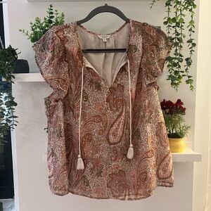 Lucky Brand Paisley Ruffle Blouse